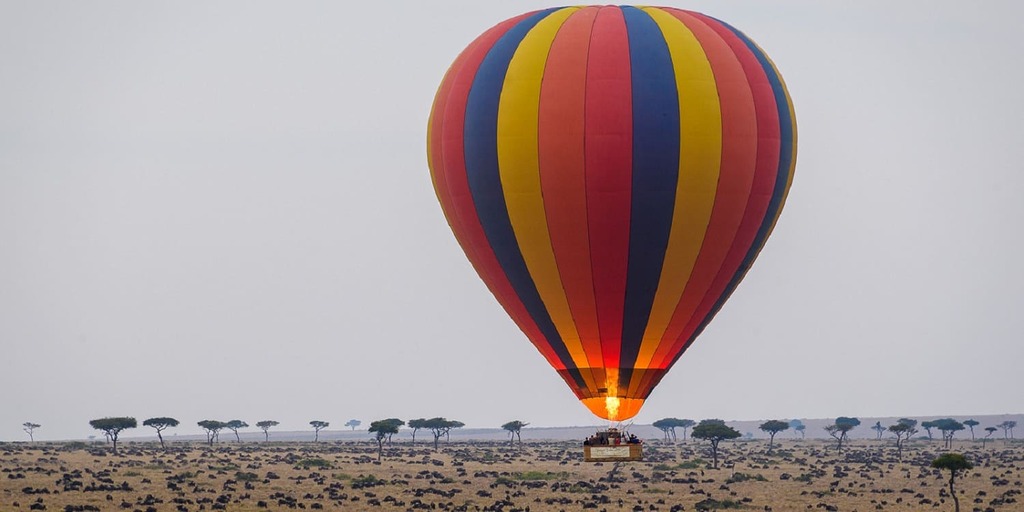 Hot Air Balloon Safaris in East Africa 2025/26: a hot air balloon in the sky in Tanzania