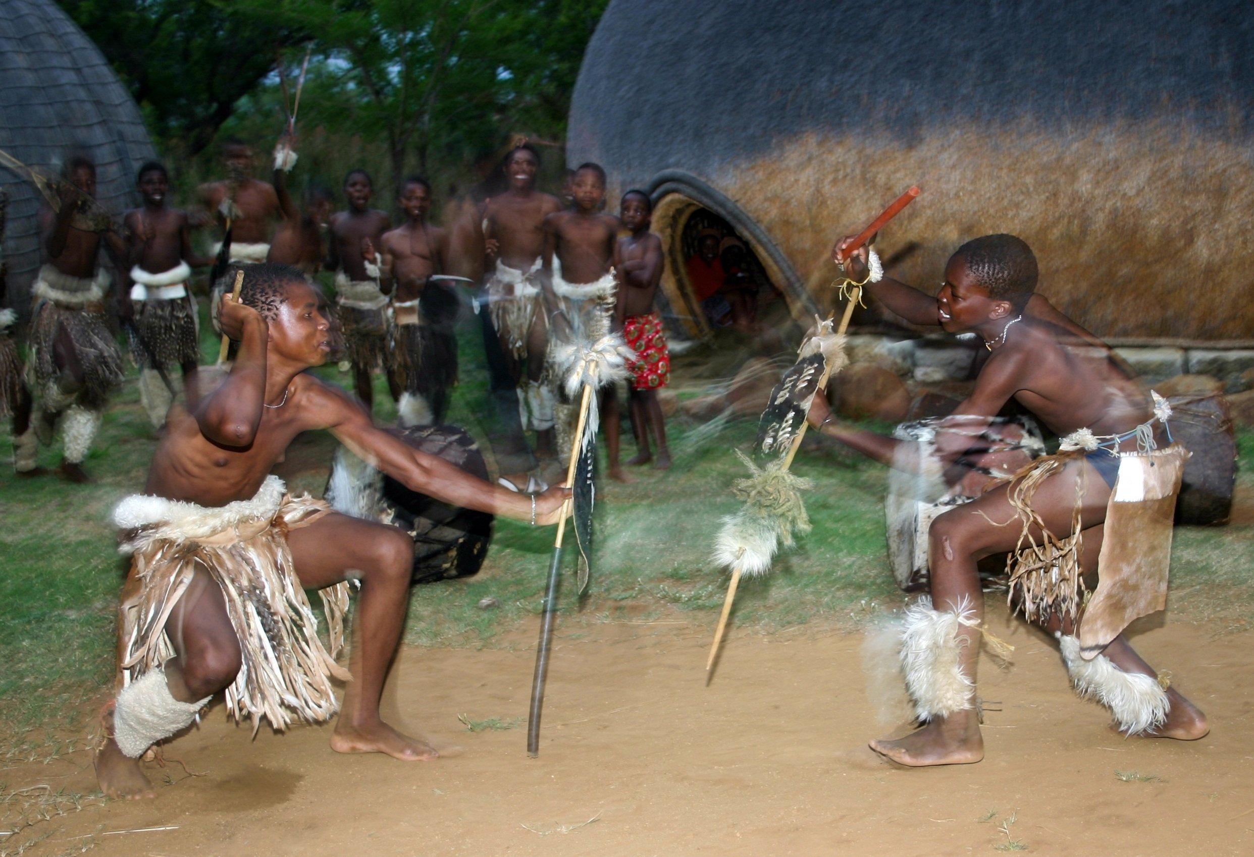 Zulu (South Africa) performing a cultural ceremonial dance 