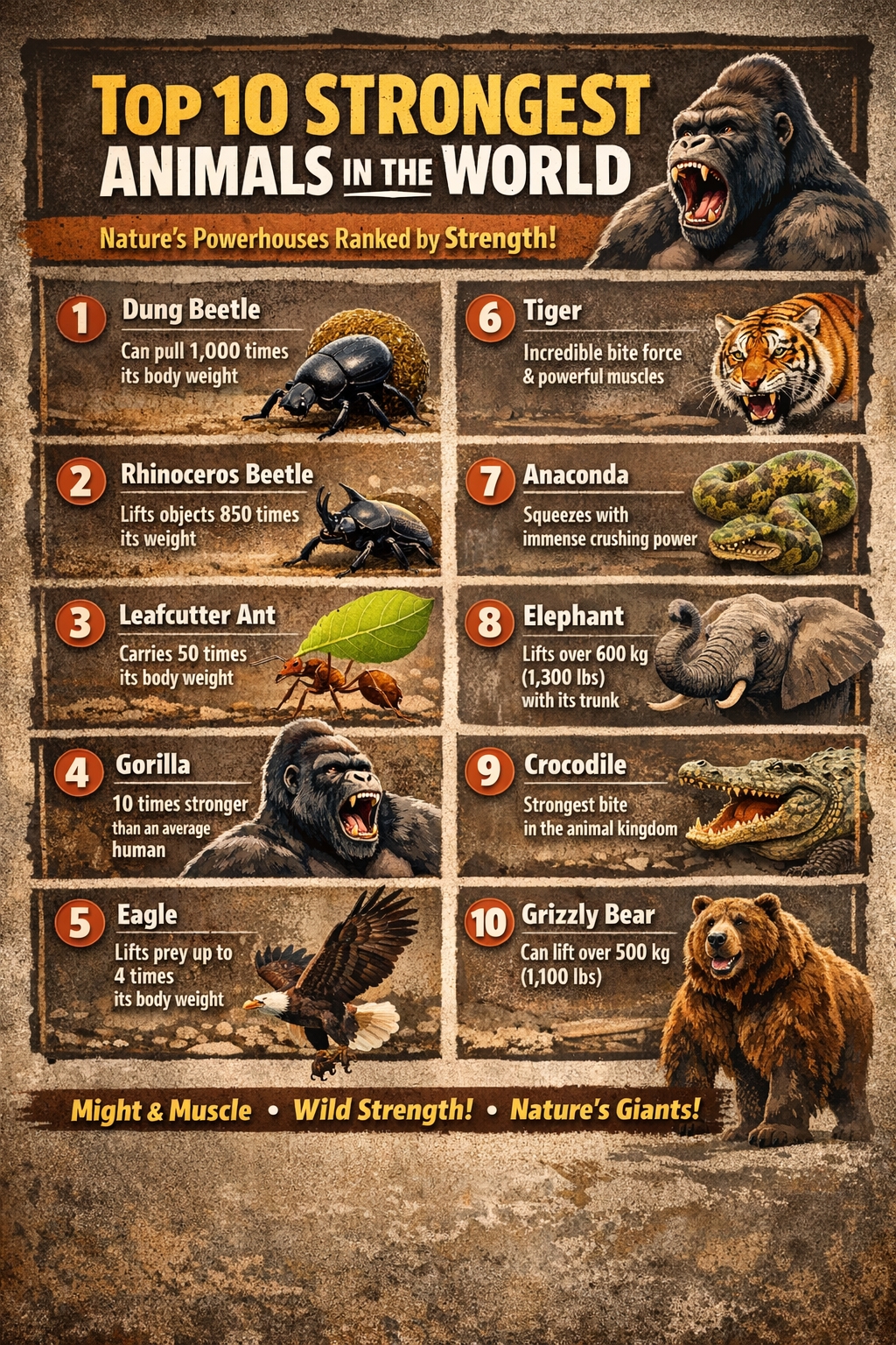 Top 10 strongest animals