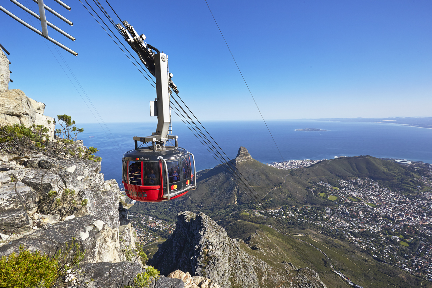Aeriel Cable car at Table Mountains in South Africa